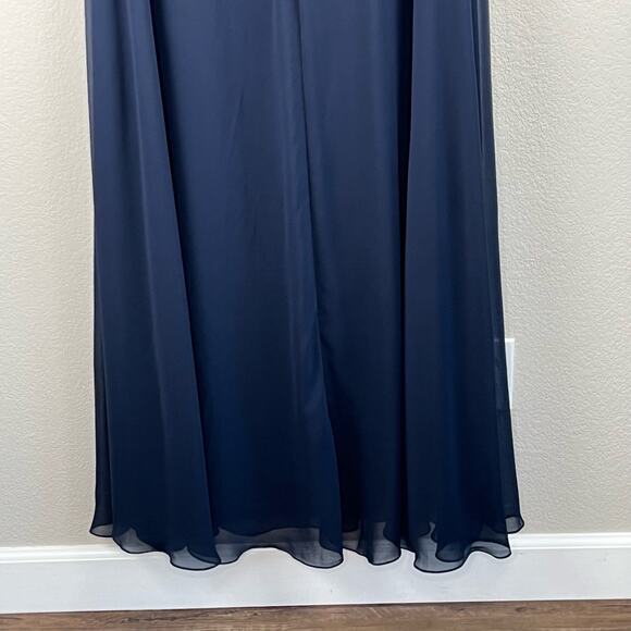 After Six Chiffon Midnight Blue Off-The-Shoulder Basque Neck Maxi Dress 4 NWOT - Picture 12 of 14